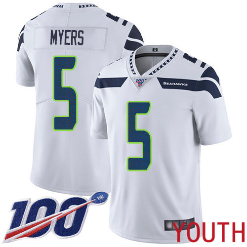 Seattle Seahawks Limited White Youth Jason Myers Road Jersey NFL Football #5 100th Season Vapor Untouchable